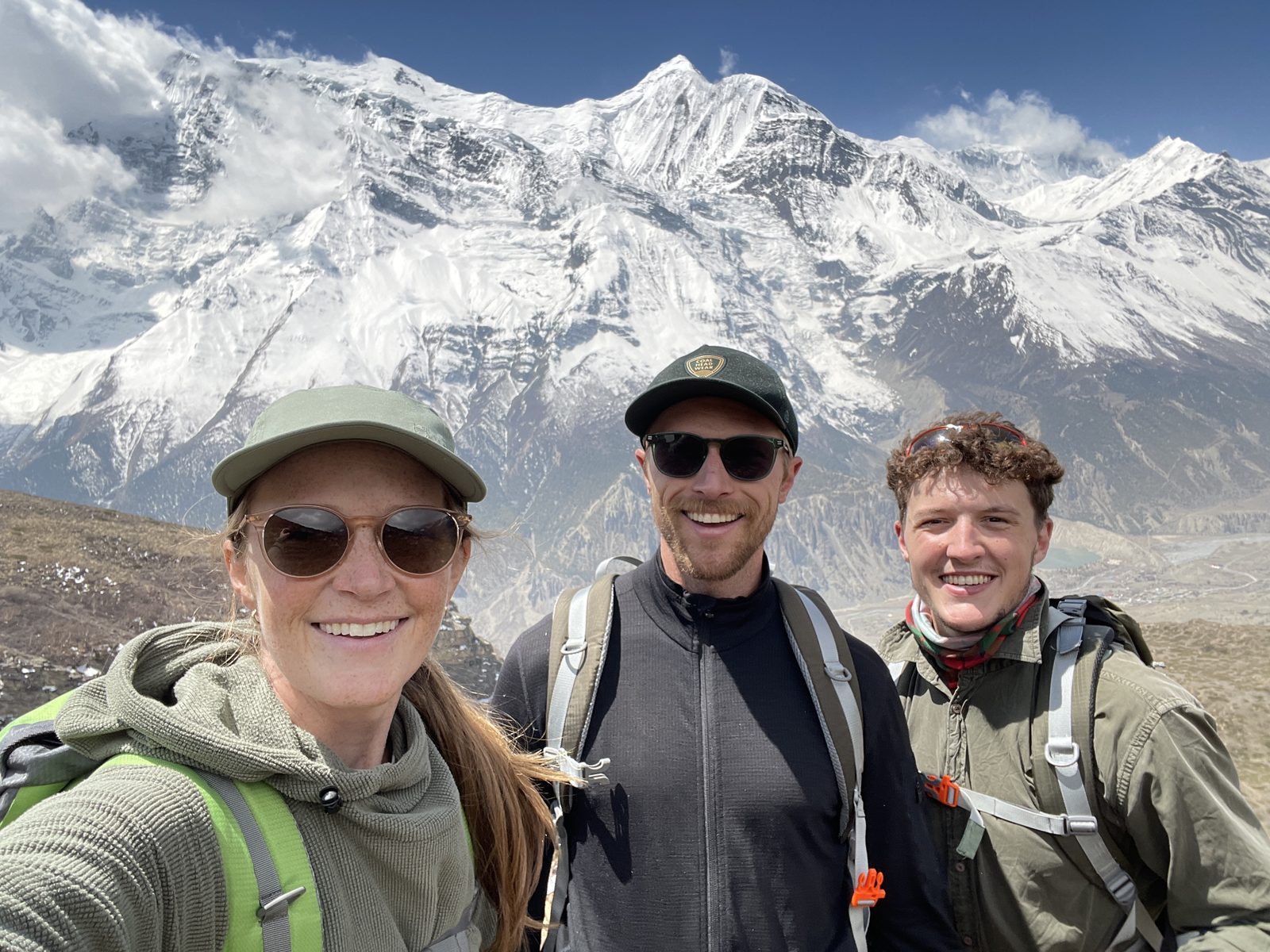 Us and and our pal Jamie and the Annapurna massif.