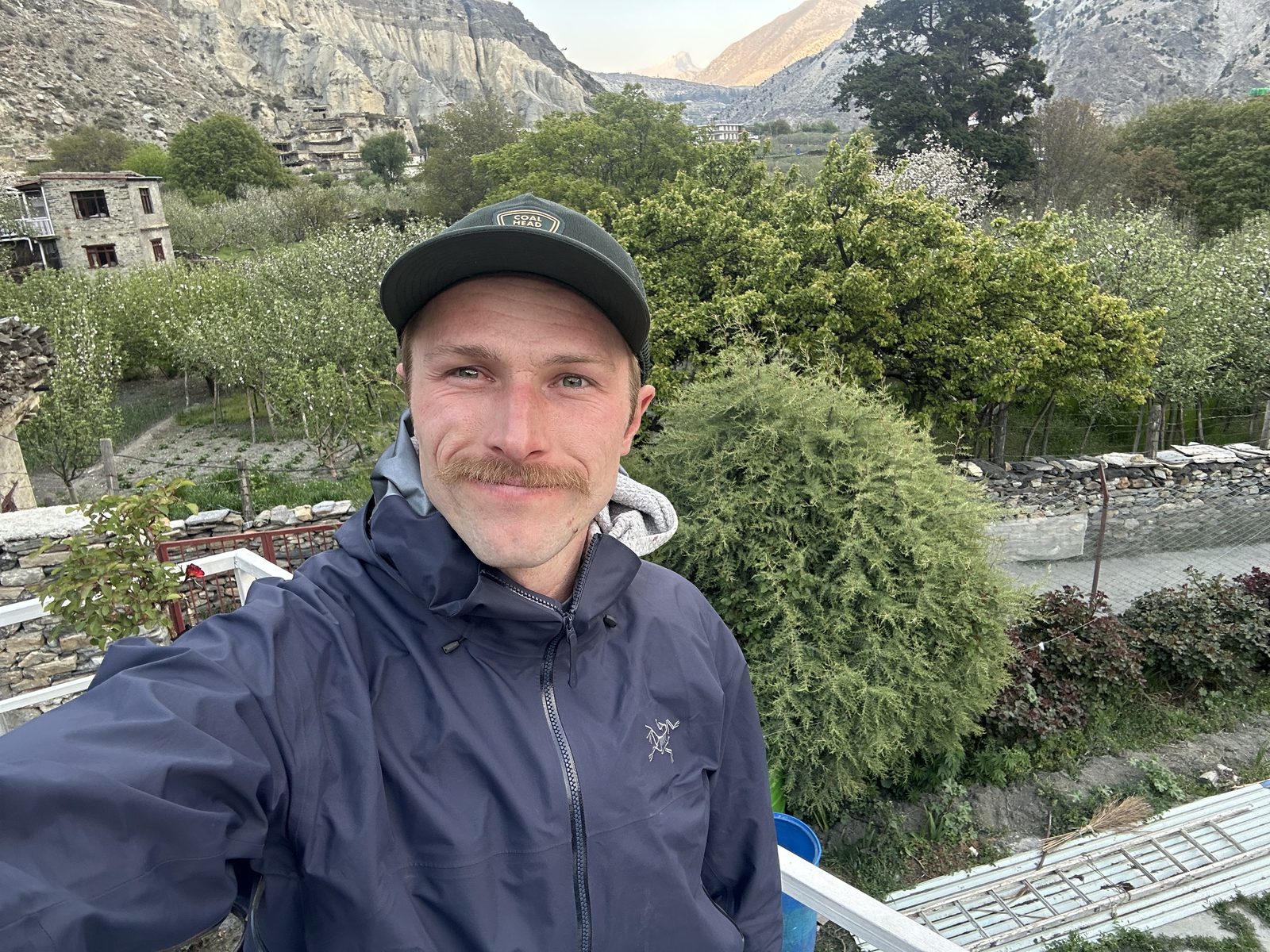 Apple orchards of Marpha. Fresh moustache!